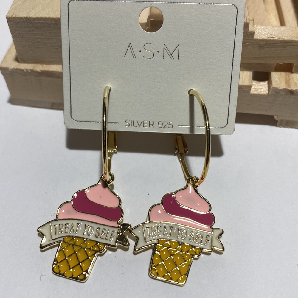 ASM Treat Yourself Ice Cream Dangle Earrings Silver925 NEW